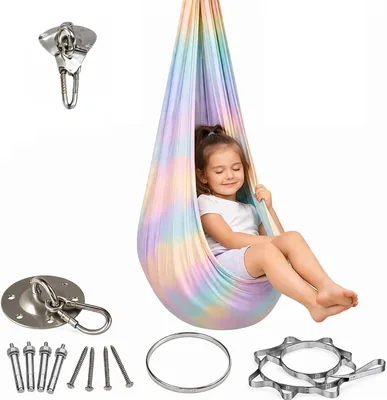 Aerial Yoga Hängematte, Sensory Nest Schwung für Innen & Außen, Anti-Gravitations, mit Befestigungsset, Max. Belastbarkeit 210 kg, für Entspannung