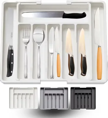 Expandable Silverware Drawer Organizer 8 Compartments - Adjustable Cutlery Tray