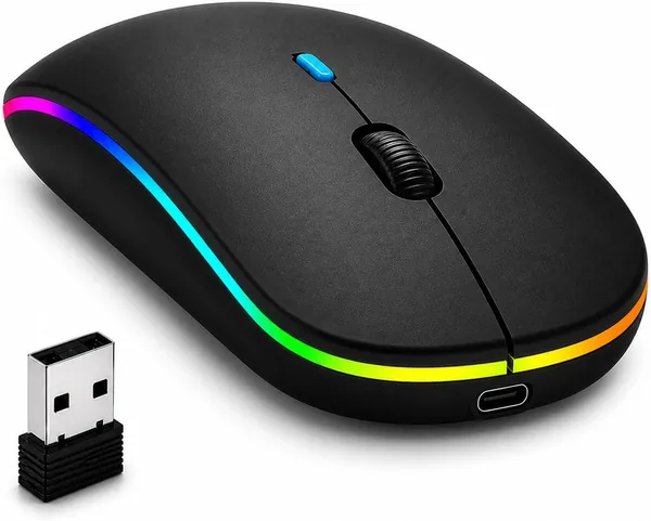 Mouse Sem Fio Recarregável com LED RGB - Melhor Preço