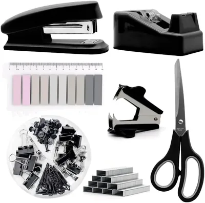Blue Carbon Desk Accessory Set, Black, 10-Piece - Best Deal