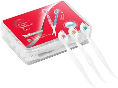 Disposable Travel Toothbrush Set, 20 Count - Mint Bead & Tongue Scraper