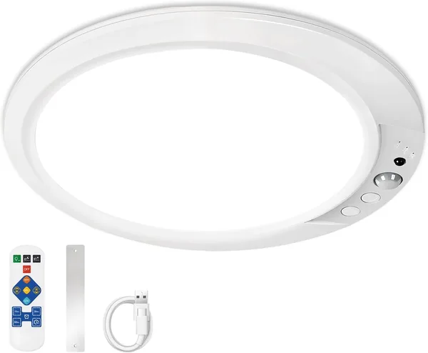 Lámpara de techo LED con sensor de movimiento, lámpara recargable de 8000 mAh USB, luz inalámbrica magnética con control remoto, 3