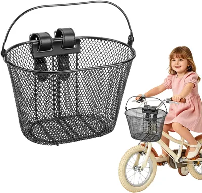 Metallisk barncykelkorb, framcykelkorb, för barn, cykelkorber med justerbar PU-stråp, framcykelkorb