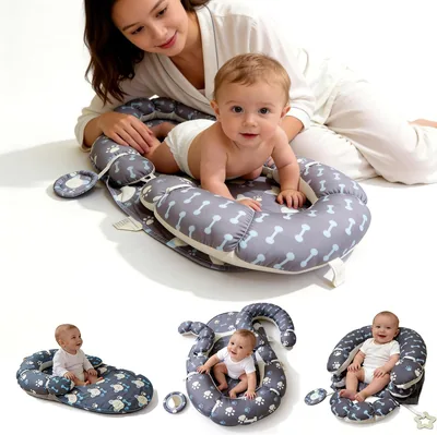 Alfombra 4 en 1 para Tiempo Boca Abajo y Apoyo para Sentarse con Juguetes Sensoriales, Nido para Bebé, Tummy Time Bebé - 21% Descuento