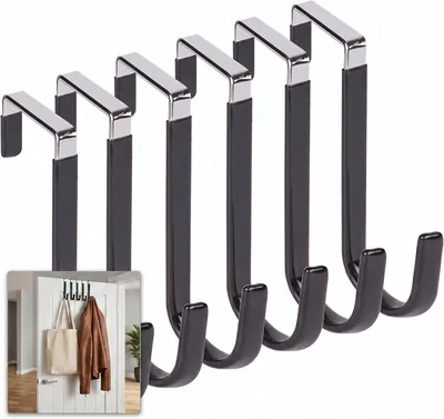 أدوات ToolHouse 6 حزم الشنط فوق الباب، علاقات جدارية بدون تثبيت لتعليق الملابس القبعات المناشف