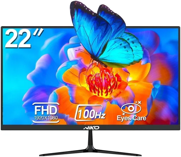 NIKO 22 Inch Full HD Monitor, 100Hz, IPS Panel, 1920x1080, Ultra-Slim Design, 1ms Response, HDMI & VGA Ports, VESA Compatible - 22NMSX