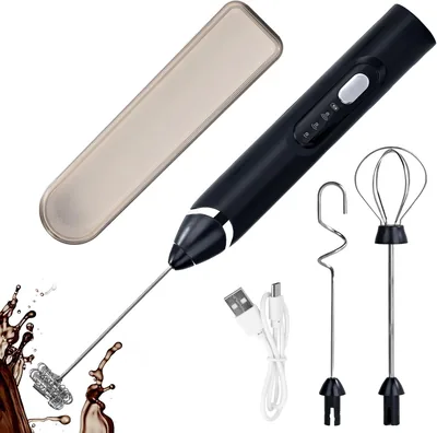 Milk Frother, Handheld Electric Foam Maker with Storage Box,Rechargeable Power Frother Wand Foam Mak
