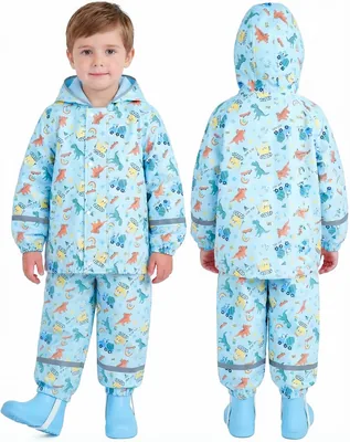 JiAmy Kids Waterproof Suit 2-Piece Reflective Rain Jacket & Pants Best Deal