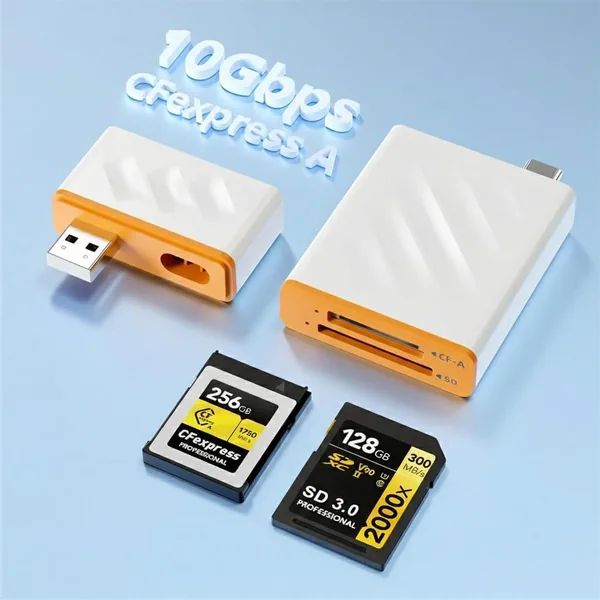 قارئ بطاقات SYOSI 4 في 1، منفذ USB-C وUSB-A مزدوج لنوع CFexpress A وSD 3.0 لنظام ويندوز وماك ولينكس