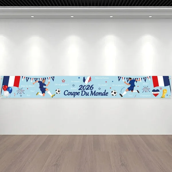 Bannière Football Coupe du Monde 2026 pour Supporter France - Drapeaux pour Restaurant Bar