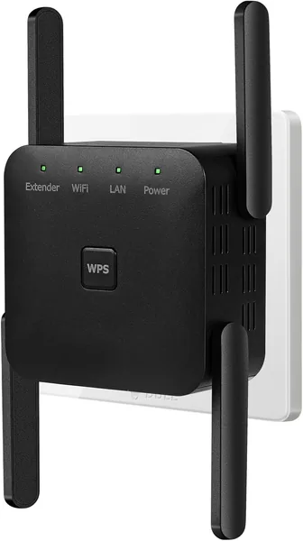 WiFi Repeater Signalverstärker für bis zu 6.000 m² und 60 Geräte, Langreichweiten WLAN-Verstärker mit Ethernet-Anschluss, Zugangspunkt