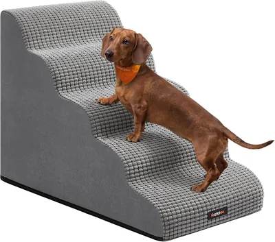 Escalera para Perros FEANDREA, Rampa de 5 Peldaños, Espuma Impermeable y Lavable, 84 x 40 x 58 cm