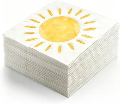 Papierowe serwetki przeciwsłoneczne, 40 szt., 33 x 33 cm, jednorazowe, wzór Sunshine, na urodziny dziecka i letnie święta