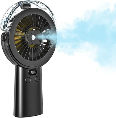 BQSS Handheld Fan mit Wasserkühlung, tragbarer USB-Ladeventilator, 5 Geschwindigkeiten, 90° verstellbar mit LED-Anzeige, Mini - 43% Rabatt
