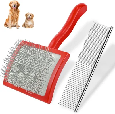 EDECOR 2Pc Cepillo y Deslanador para Perro con Pines Extra Largos - 40% de Descuento