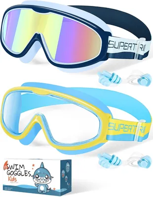 Gogos para nadar Supertrip Kids 2x con cinta de tela, protección anti-nube y anti-UV, a prueba de fugas para niños de 6 a 14 años