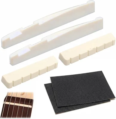 2 Conjuntos de Puente para Guitarra, Reemplazo de Nut y Saddle de Hueso para Guitarra Clásica de 6 Cuerdas