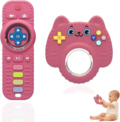 Baby Silicone Teething Toys 2 Pack - Relief for Infants 0-24 Months