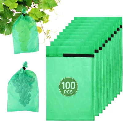 Borse di Protezione per Uva, Pacco da 100 | Reti di Organza con Corda per Frutta, Uva, Mele, Pomodori, Cerise - 20x30 cm
