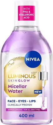 Nivea Luminous Micellar Water 400ml - Glow Cleanser with Serum PHA & Hyaluronic A, Best Deal