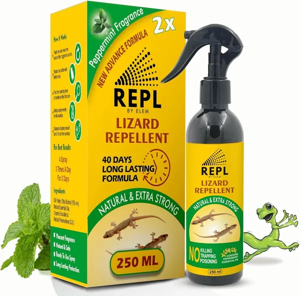 रेप्ल लिज़र रिपेलेंट स्प्रे (250ml) - आंतरिक और बाहरी दोनों के लिए | 40 दिनों तक लिज़र सुरक्षा | लिज़र किलर स्प्रे नहीं