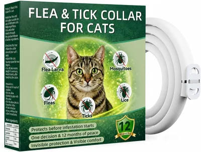 Collar Antiparasitario para Gatos, Ajustable, Diseño Suave y Cómodo, Resistente al Agua, Fácil de Usar