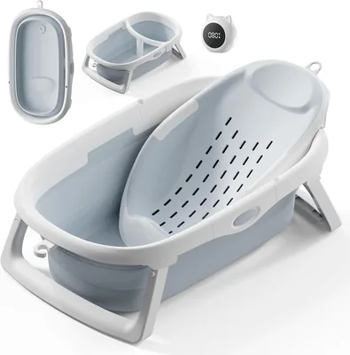 CheerTry Collapsible Baby Bathtub Blue 0-24M