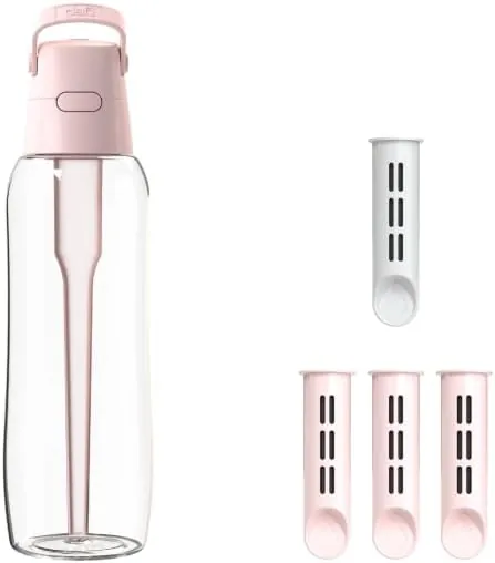 DAFI Butelka filtrująca Solid 1 l Baby Pink + 4 filtry węglowe - Tritan™, Bez BPA