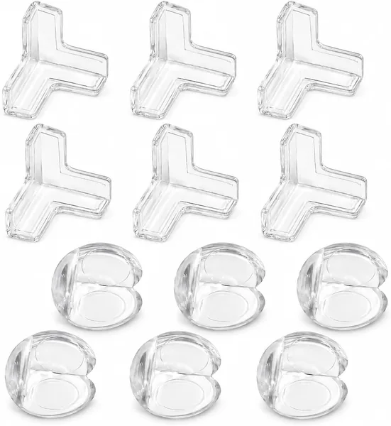 12 Pcs 6 Square & 6 Round Clear Baby Proofing Corner Guards