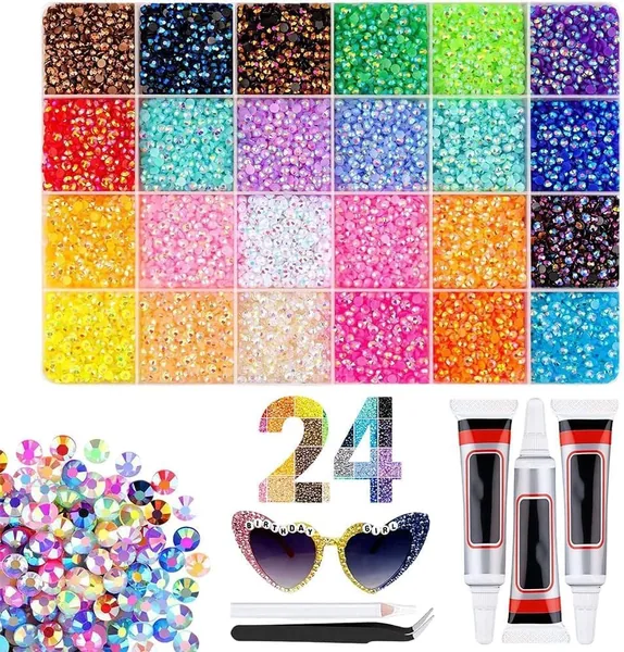 Resin Jelly Rhinestones Kit for Bedazzling - 32,000pcs 3mm DIY Bulk Resin Gems Set with 3 Glues