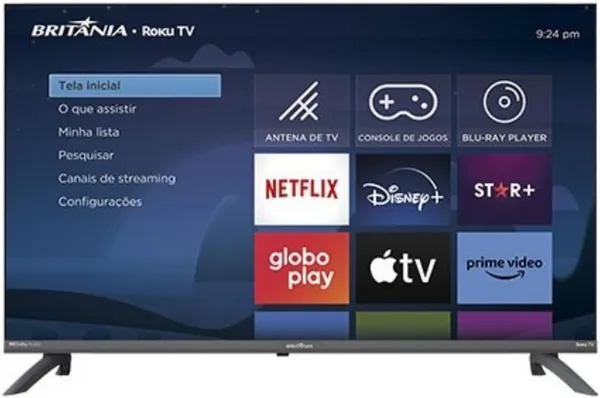 TV Inteligente 40 Polegadas Britânia LED Full HD Dolby Audio Roku TV - Melhor Preço
