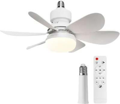 OOWOLF Ventilatore da Soffitto con Luci e Telecomando, Ventilatore LED Silenzioso Piccolo con Asta Estensibile per Camera da Letto