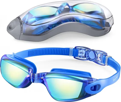 SwimWave Schwimmbrille Erwachsene Wasserdicht mit Aufbewahrungsetui | Anti-Leitstoff Anti-Beschlag UV-Schutz Verstellbares Kopfband
