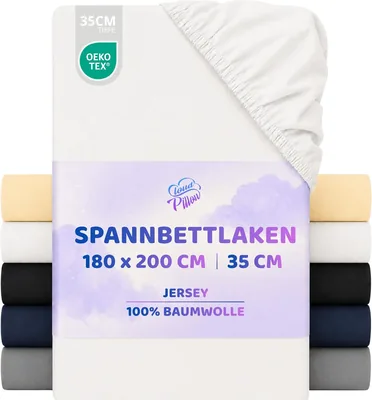 Cloud Pillow Dra-på-lakan 180x200 cm, jersey för höga madrasser - 100% bomull, bästa pris nu!