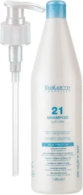 Shampoo Salerm Cosmetics con Ácido Hialurónico y Proteínas de Seda, Para Cabello Seco y Dañado, 1000m, Best Deal