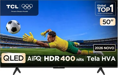 TV TCL 4K QLED 50'', Google TV, Tela HVA, Design Slim, 120Hz VRR, Processador AIPQ, Dolby Vision e HDR10+ - 50P7L - Melhor Preço