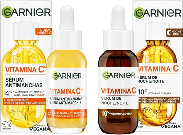 Garnier SkinActive Vitamin C Pack Anti-Manchas: Suero para el Día de 30 ml + Suero para la Noche de 30 ml Best Deal