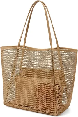 Red Dot Gift Mesh Beach Bag - Large Foldable Tote with Zipper Pocket