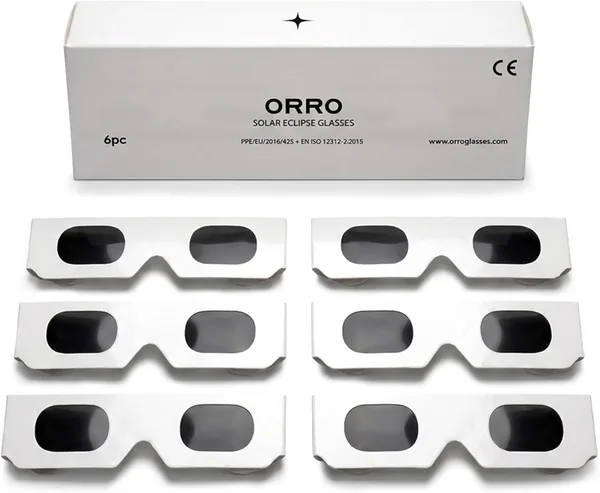 ORRO Modern Sonnenfinsternisbrille CE Zertifiziert, 6er-Pack, Wei