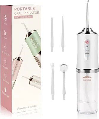 إيرجاتور فم محمول بتقنية Power Flosser، 3 أوضاع ناعمة وعادية ونبضات، سعة 220 مل، مقاوم للماء، قابلة للشحن عبر USB