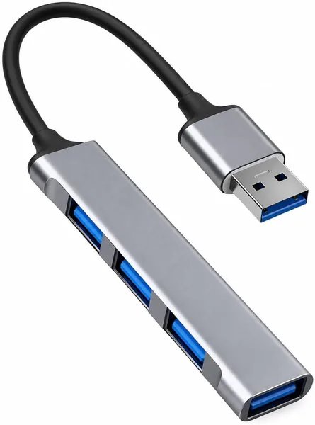 Hub USB 3.0 (4 Portas) Extensor Adaptador 4 em 1 Multiportas SuperSpeed 5Gbps em Alumínio Premium - Notebook e PC | Compatível