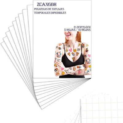 Papel para Tatuajes Temporales, Papel Adhesivo para Impresoras de Tinta, Patrones Personalizados