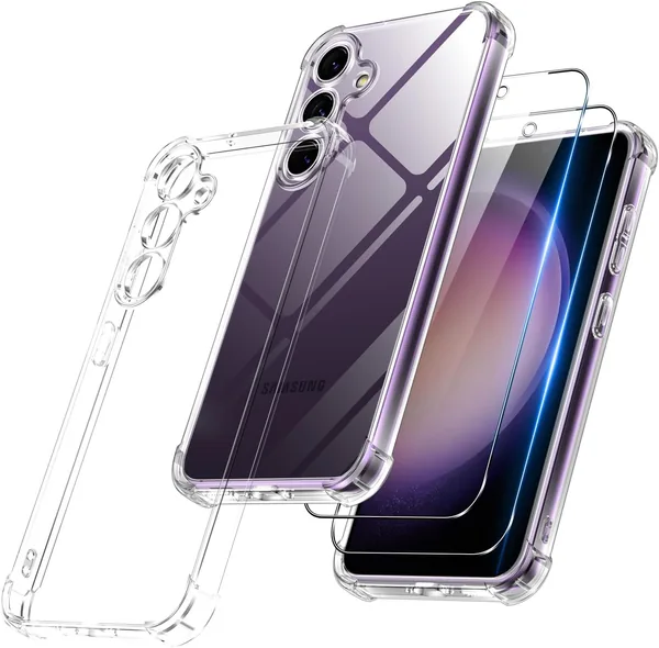 Coque protectrice pour Samsung Galaxy S23 FE 5G - Verre trempé et bumper TPU transparent