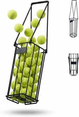 Relaxdays Tennis Korg, fällbara handtag, metall, 40,5 x 14 x 14 cm, tennisbollkorg, svart - Best Price
