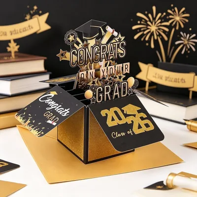 بطاقة تهنئة تخرج 3D بتصميم منبثق للعام 2026 مع غلاف - أفضل سعر