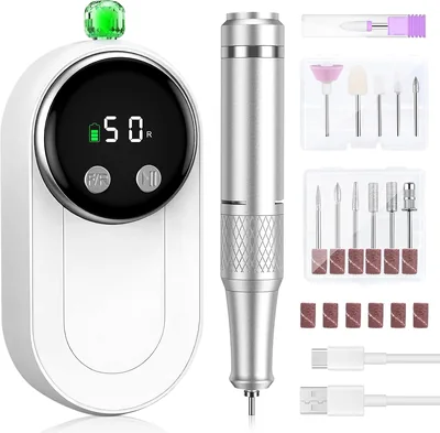 Taladro para Uñas 50.000 RPM Profesional con Pantalla LCD, Kit de Manicura y Pedicura Eléctrica 12 en 1 para Uñas Acrílicas, Natu