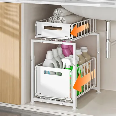 Under Sink Organizer, 2-Tier Metal Storage