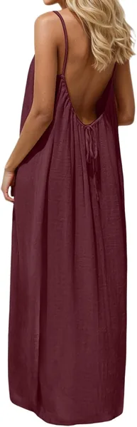 Robe de salon sans dos générique - Camisole sans manches décontractée pour femmes, coupe ample et douce pour l'été, parfaite pour les vacances à la plage