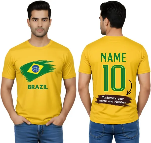 Brazil Football Jersey Dry Fit Men's T-Shirt - Custom Name & Number | Country Design
