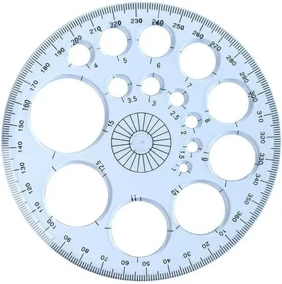 White Full Circle Template Plastic Round Protractor 360° for Painting Drawing Drafting Tool (16 Circular Sizes) Best Deal